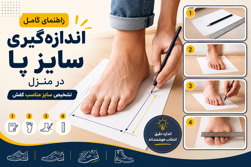 راهنمای کامل اندازهگیری سایز پا در منزل + جدول سایزبندی